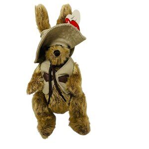 TY‎ Attic Treasures Hogan the Kangaroo Bunny Plush With Hat & Vest Brown 10"